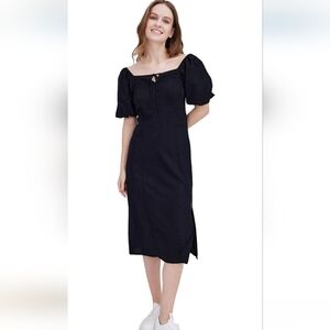 Black Puff Sleeve Square Neck Gown